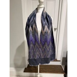 The Paper Store Eco Cashmink Scarf Plum Purple Zig Zag Dotted Made in Germany